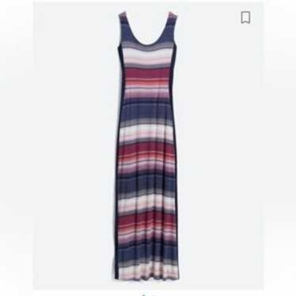 Gilli Maxi Dress Womens XS Multi Color Stripe Cutout Back Sleeveless D11941A